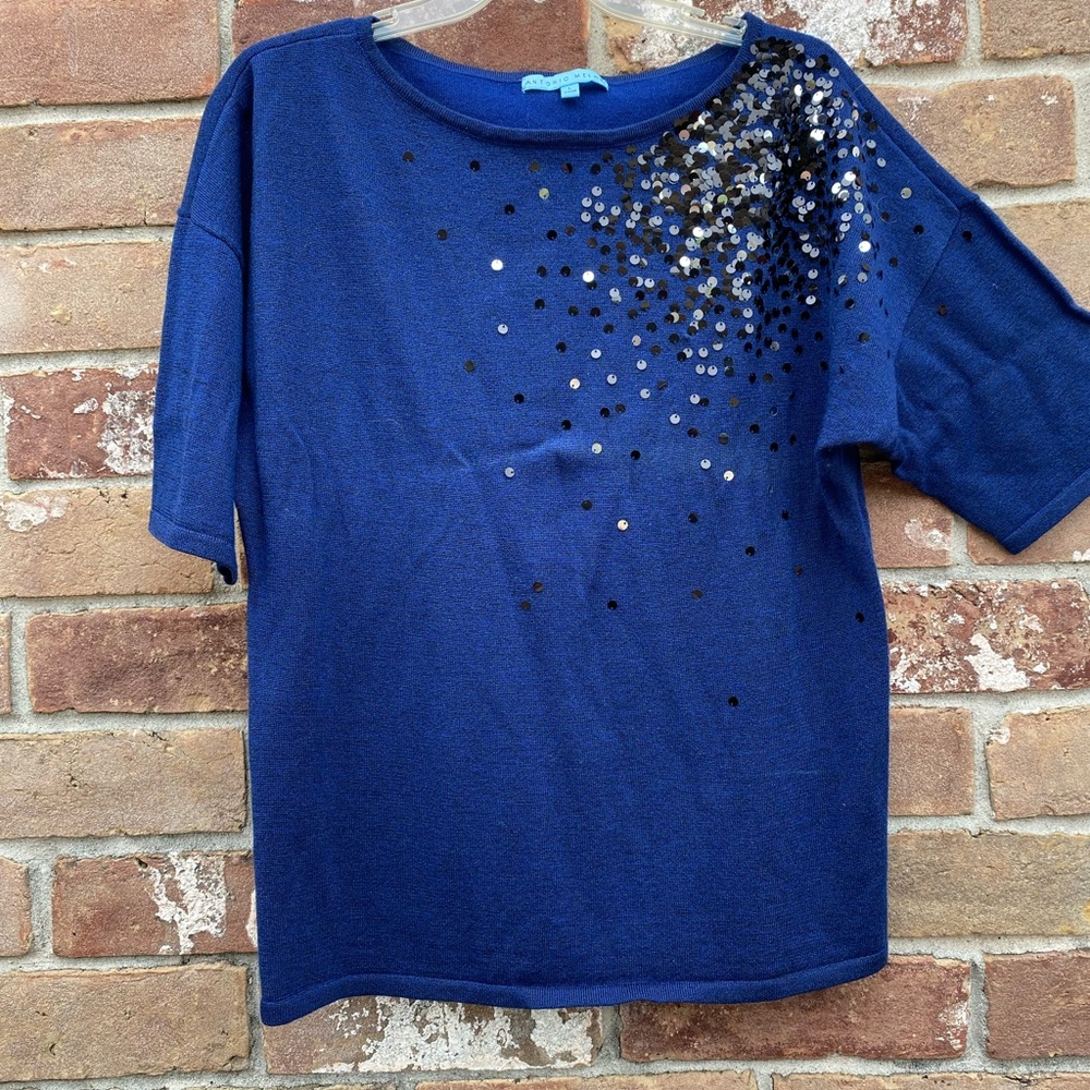 Antonio Melani Navy Blue sweater with sequins. Size L